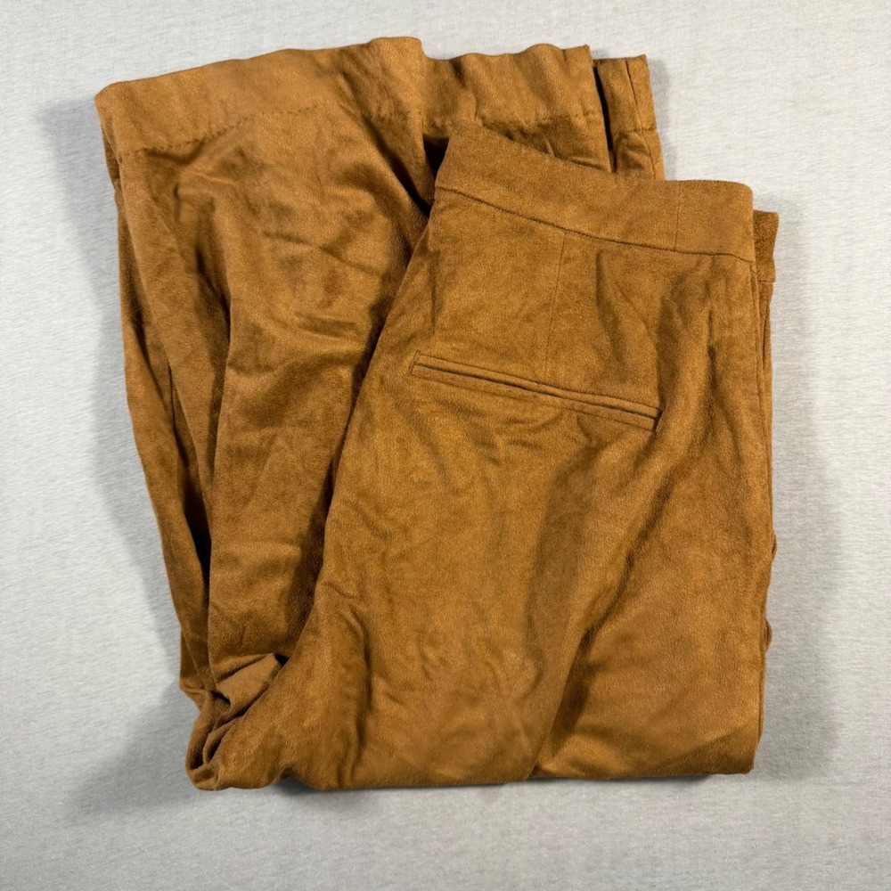 Old Navy Faux Suede Wide Leg Pants Cognac Brown High Waisted Trousers Womens 6